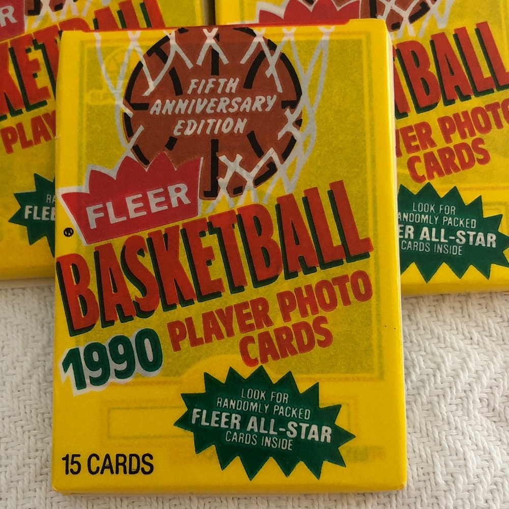 Fleer 1990 5th Anniversary Edition Basketball Player Photo Cards 9 packs of 15